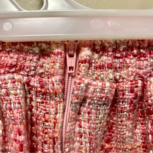 Sag Harbor Sz 12 Pink Tweed Skirt Fringe Hem GUC Partial Elastic Waist - Picture 5 of 7